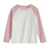 Camiseta de algodón cepillado de grado A para niños, camiseta interior de manga larga estilo raglán para niños y niñas, adecuada para primavera y otoño, para niños mayores