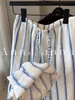 Coisas Super Legais! Super Quente! Calças de Linho Listradas em Azul e Branco de Pernas Largas para Mulheres, Estilo Preguiçoso de Verão, Calças de Algodão-Linho Fluidas de Comprimento Total