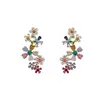 Pendientes de Flor de Zirconio Color Dopamina, Hélice de Oreja Integrada, Lujo Accesible para Mujer, Diseño de Nicho de Gama Alta, Pendientes Exagerados Únicos