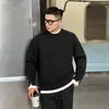 Suéter falso de dos piezas gris para hombre, tejido interior de estilo coreano de alta gama para invierno, abrigo cálido de ajuste limpio