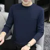Camiseta Masculina de Manga Longa para Primavera e Outono, Camada Base Moderna e Versátil, Gola Redonda Estilo Coreano, Roupa Íntima Casual Simples, Blusa Tamanho Grande