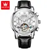 Zhang Zhilin Respalda los Relojes Olevs, Reloj Mecánico Puro Totalmente Automático, Diseño Calado, Reloj de Pulsera para Hombre Impermeable de Negocios