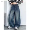 Pantalones Vaqueros de Pierna Recta y Pierna Ancha para Niñas Invierno 2026 Estilo Coreano con Forro de Terciopelo Grueso, Bolsillo Trasero y Bordado para Niños de Talla Mediana y Grande