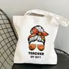 Bolsa de Lona Estampada Arco-Íris Professor Dia do Professor Bolsa de Ombro Estudante Moda Portátil Bolsa de Compras Comércio Exterior