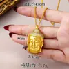 Collar con Cabeza de Buda de Estilo Étnico Dorado Arena Vietnamita, Cadena de Cuentas Redondas de Buda Maitreya de Estilo Antiguo Versátil, Colgante de Aleación de Cobre