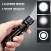 Lanterna LED Potente Com Cabeça de Carregamento USB na Cauda Zoomável à prova d'água Tocha Luz Portátil 3 Modos de Iluminação Bateria Embutida