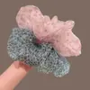 Diadema francesa súper de hada con estampado floral de leopardo, scrunchie vintage de organza, accesorio para el cabello femenino, cuerda para el cabello, banda elástica