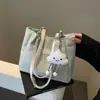Bolsa Grande de Lona Listrada Feminina Nova Verão 2024 Bolsa de Ombro Cruzada Estilo Preguiçoso Bolsa Tote para o Dia a Dia
