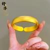 Joyería de oro estilo antiguo super ancho oro amarillo 12mm brazalete abierto liso tipo neumático para mujer brazalete sólido esmerilado