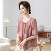 Camisas Casuais de Verão para Mulheres de Meia-Idade, Manga Curta, Elegantes, Roupas para Mães de Meia-Idade e Idosas, Tops e Camisetas Finos Estilo Chinês que Cobrem a Barriga