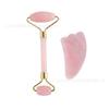 Fabricante en stock Rodillo de jade, rodillo de masaje para raspar la cara, belleza facial en forma de corazón, polvo de doble cabeza, rodillo de cristal