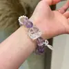 [Qiaoen] Pulsera de Zorro Hada de Amatista Natural y Cristal Blanco Pulsera con Sentido de Diseño de Joker Libro Rojo de la Fortuna Lote