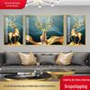 Pintura Decorativa para Sala de Estar Moderna Simples Pintura de Parede para Fundo de Sofá Pintura de Parede Nórdica Fulu Luxo Leve Mural Triplo 2541