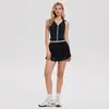 Traje Deportivo Transfronterizo para Mujer, Camiseta sin Mangas, Top de Golf, Chaleco, Falda de Tenis con Plumas, Conjunto de Dos Piezas para Correr y Fitness