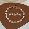 Juego de joyas diamante rosa incrustado diamante multicolor accesorios de boda para mujer collar aretes pulsera traje de tres piezas