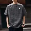 Nueva Camiseta de Manga Corta de Seda Helada de Alta Gama Estilo Americano para Hombre, Fresca de Secado Rápido, Nueva Camiseta de Gasa Burbuja con Cuello Redondo de Otoño