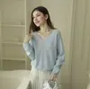Estilo Casual Cashmere de Alta Qualidade Tricô Gola Redonda Outono e Inverno Seda Cashmere Estilo Old Money Elegante Seda de Amora Top de Manga Longa
