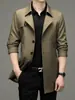 Nova Jaqueta Masculina de Meio Comprimento com Gola de Terno, Botão Único, Moda Business Casual