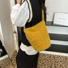 Estilo Coreano Outono e Inverno Novo Pelúcia Macio Azul Klein Bolsa de Ombro Grande Capacidade Bolsa Tote para Comutador Estudante