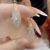 Brincos Argola Gota de Água Cristal Malha Luxo Leve, Brincos de Alta Qualidade com Design Sofisticado, Brincos Argola Personalidade Novo Estilo 2024, Exquisitos