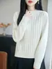 Nuevo Suéter de Punto de Algodón Puro Cuello Alto Medio Manga Larga para Mujer Color Sólido Retorcido Holgado Camisa Base Superior Otoño/Invierno 2026