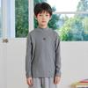 Camiseta de Outono e Inverno para Meninos e Meninas com Mangas Raglan em Bloco de Duas Cores, Blusa Quente, Camiseta Infantil de Camada Base com Gola Média Autoaquecida em Fibra de Coco