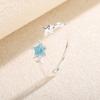 Collar de Plata Pura 999 Estrella Azul Verano para Mujer Anillo de Estrella de Cinco Puntas con Circonita de Alta Gama Pendientes para Mujer Cadena para Clavícula
