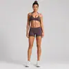 Conjunto de roupas fitness transfronteiriço com lindo top esportivo de costas nadador, conjunto de shorts de corrida, treino, yoga de secagem rápida com sensação de segunda pele para mulheres