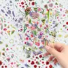 Paquete de Pegatinas Transparentes Serie Floral Flores y Plantas Mascotas Simulación Realista Impermeables Material para Diario y Creación de Escenas Pegatinas
