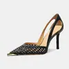 Elegantes Sandalias de Tacón de Aguja con Strass Huecos y Puntera Puntiaguda Estilo Francés para Mujer, Nuevos Zapatos de Tacón Alto con Puntera Puntiaguda Verano 2026