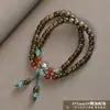 Sándalo Verde Diseño DIY Pulsera de Doble Círculo Estilo Retro Literario Étnico Pulsera de Cuentas de Buda para Pareja Joyería Cultural