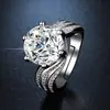 TikTok Hot-selling Princess Big Diamond Pigeon Egg Luxury 5 quilates Simulação Diamond Ring Mulheres Alto Carbono Mosan Anel Anel de Diamante