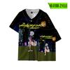 Uniforme de béisbol fino de manga corta estilo americano con cuello en V de marca de moda informal de verano Cyberpunk Edgerunners para mujer