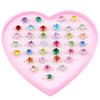 Caja de regalo para anillos infantiles, caja de amor para estudiantes, anillo de diamantes de imitación para niñas, anillo de princesa ajustable de 36 pulgadas