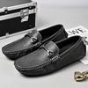 2024 Novo Couro Casual Tendência Internet Sapatos Vermelhos Comércio Exterior Explosões Couro Genuíno All-match Sapatos Masculinos Slip-on Peas