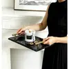 Bandeja de Mármol Natural Estilo Nórdico Tablero de Almacenamiento Organizador de Cosméticos Bandeja de Lujo Ligero Dorada Sensación de Alta Gama Bandeja de Almacenamiento