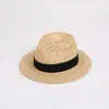 Chapéu de palha estilo Panamá britânico francês com aba reta, chapéu de palha trançado feminino para férias de verão na praia