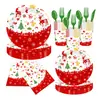 Navidad Nueva Transfronteriza Estampado de Dibujos Animados Copos de Nieve Alce Vajilla Desechable Vasos de Papel para Fiesta Servilletas de Papel Platos de Papel