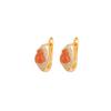 Un Ciervo Plata Esterlina S925 Chapado en Oro Jade Hetian Jaspe Borde Rojo Agua Calabaza Combinable Temperamento Aretes Clip Chinos