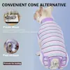 Roupa de esterilização personalizada para animais de estimação da Amazon, roupa de recuperação para cães listrada, elástica e respirável, ajustável, cirúrgica, com velcro