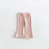 Pantalones acampanados estilo coreano para niñas, nueva colección de otoño 2026, para bebés y niños pequeños, de canalé liso con nudo de mariposa, versátiles e informales