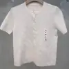 Colección Vestidor Primavera/Verano Encaje Cuello Redondo Tejido de Punto Manga Corta de un Solo Botón Suéter de Punto Top Corto para Mujer 482978