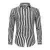 Camisa Casual de Rayas Estilo Coreano para Hombre, Manga Larga, Anti-Arrugas, Camisa de Negocios Elegante Ajustada, Camisa Juvenil de Moda