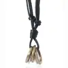 Colar de Couro Ajustável Unisex Estilo Retrô Simples com Pingente de Anel de Liga Multi-Círculos Personalizado, Joia Novo Estilo Europeu e Americano