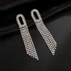 Corrente de garra novos brincos femininos com franja totalmente cravejados de diamantes simples moda brinco de gota palco festa brincos atacado E825