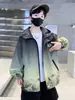 Chaqueta con capucha degradada para niños, estilo nuevo de primavera y otoño, chaqueta moderna con estampado de montaña para niños mayores, cortavientos casual