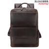 Mochila de Cuero Genuino con Logo Personalizado Mochila de Viaje para Exteriores Mochila para el Trabajo Mochila Retro de Piel de Vaca Bolso para Computadora de 15.6 pulgadas