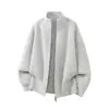 Cárdigan de punto liso con cuello alto para hombre, estilo retro americano de otoño, prenda exterior holgada e informal con cremallera, adecuado para adolescentes