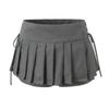 Verano 2024 Falso Dos Piezas Lazo Plisado Pantalones Falda Mujer Estilo Coreano Chica Caliente Cintura Baja Slim A-line Falda Corta