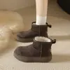 2026 Botas de Algodón Terciopelo Versátiles Plus para Pan Calientes Engrosadas Zapatos Invierno Retro Suela Gruesa Botas de Nieve Mujer Personas Bajas